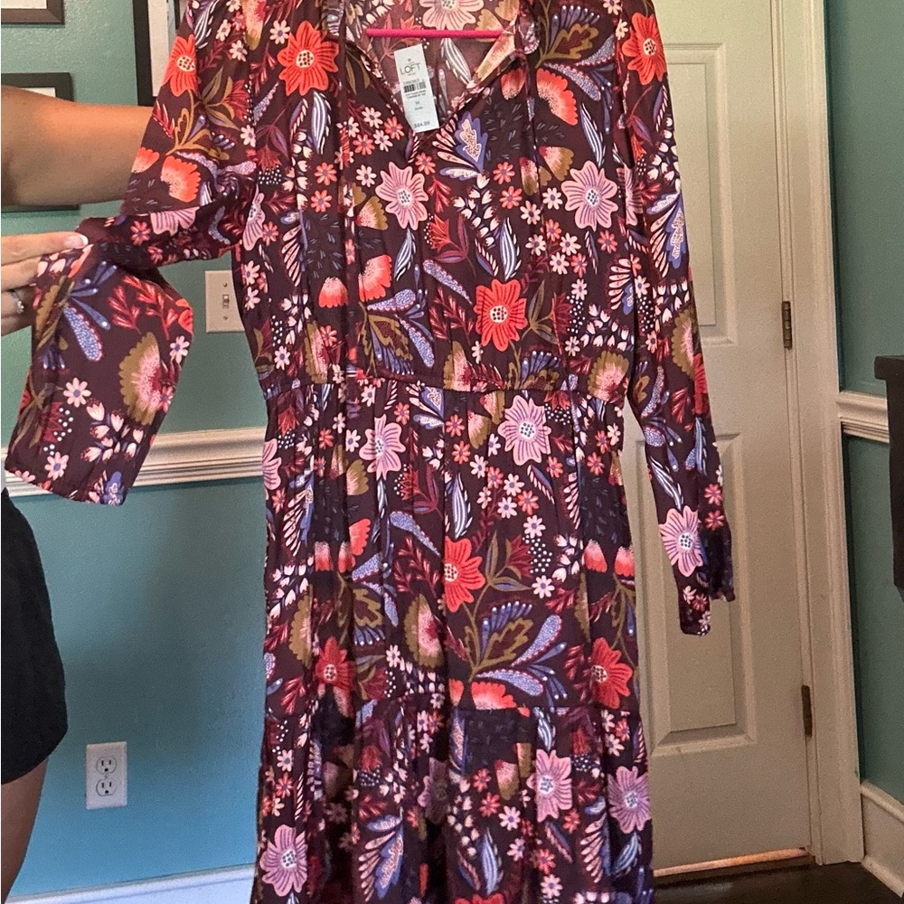 Floral LOFT Silky Petite Dress
